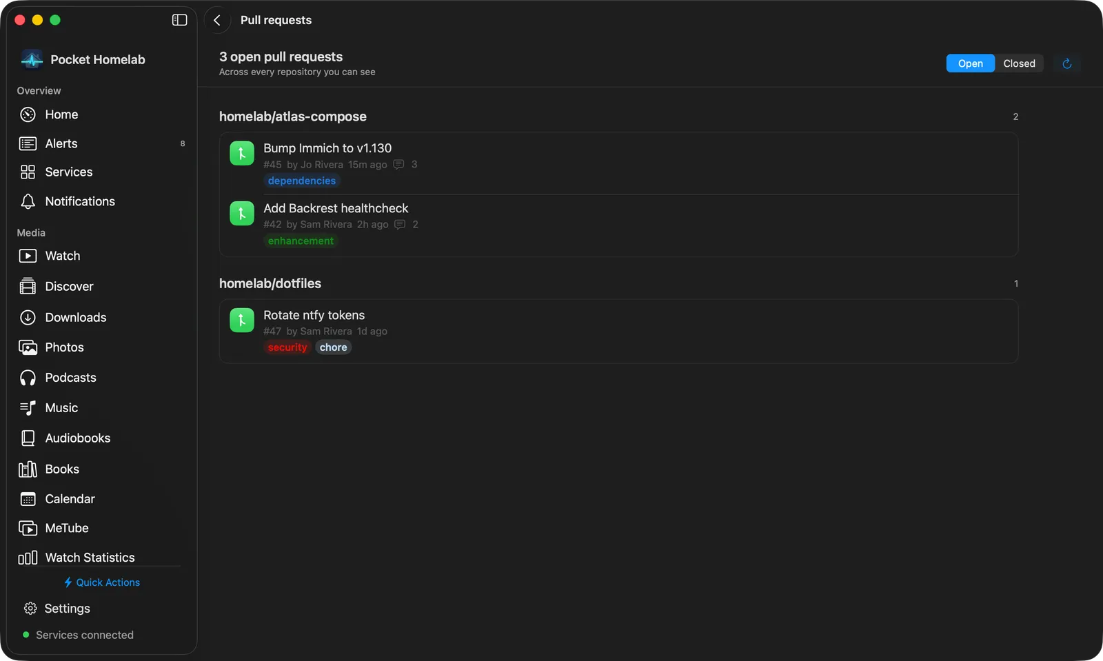 A pull request open in the Mac Code workspace