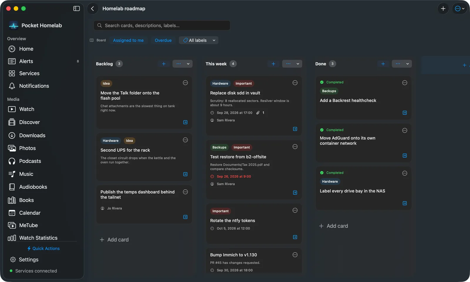 A Deck board on the Mac with its lists side by side