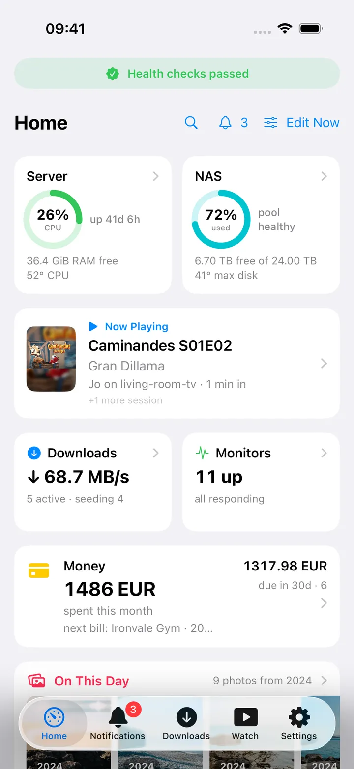 The Home dashboard in the opposite appearance of this page